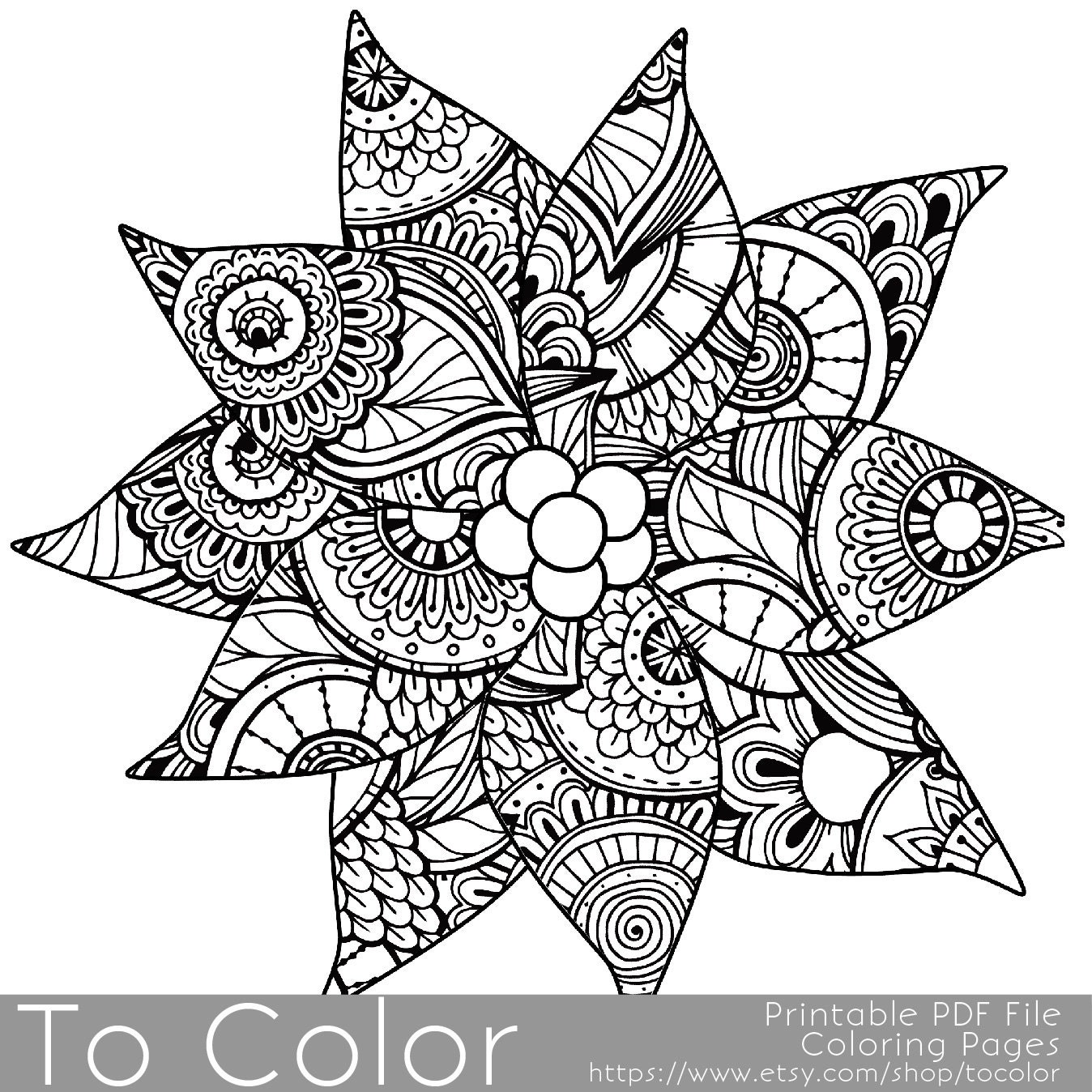 Christmas Coloring Page for Adults Poinsettia Coloring Page