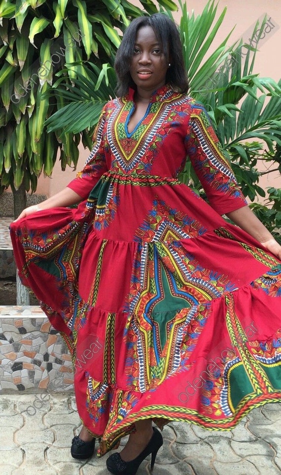 Odeneho Wear Ladies Dashiki Long Dress.