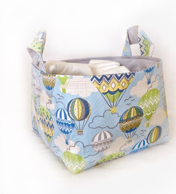 Diaper caddy fabric storage basket nursery by FigTreeHillCrafts