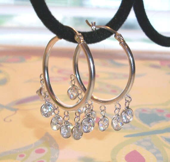 Signed JCM CZ 925 ChinaHoop EarringsSterling Silver4.7gNot