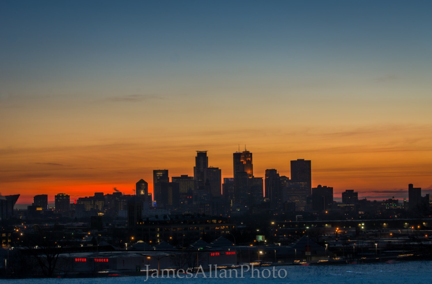 Minneapolis Skyline at Sunset print Twin Cities Minnesota