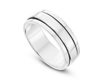 Sterling Silver Smooth Band Ring, Spinning Smooth Silver Ring, Silver Men Ring, Men Wedding Ring, Handmade Silver Ring, Gift For Him