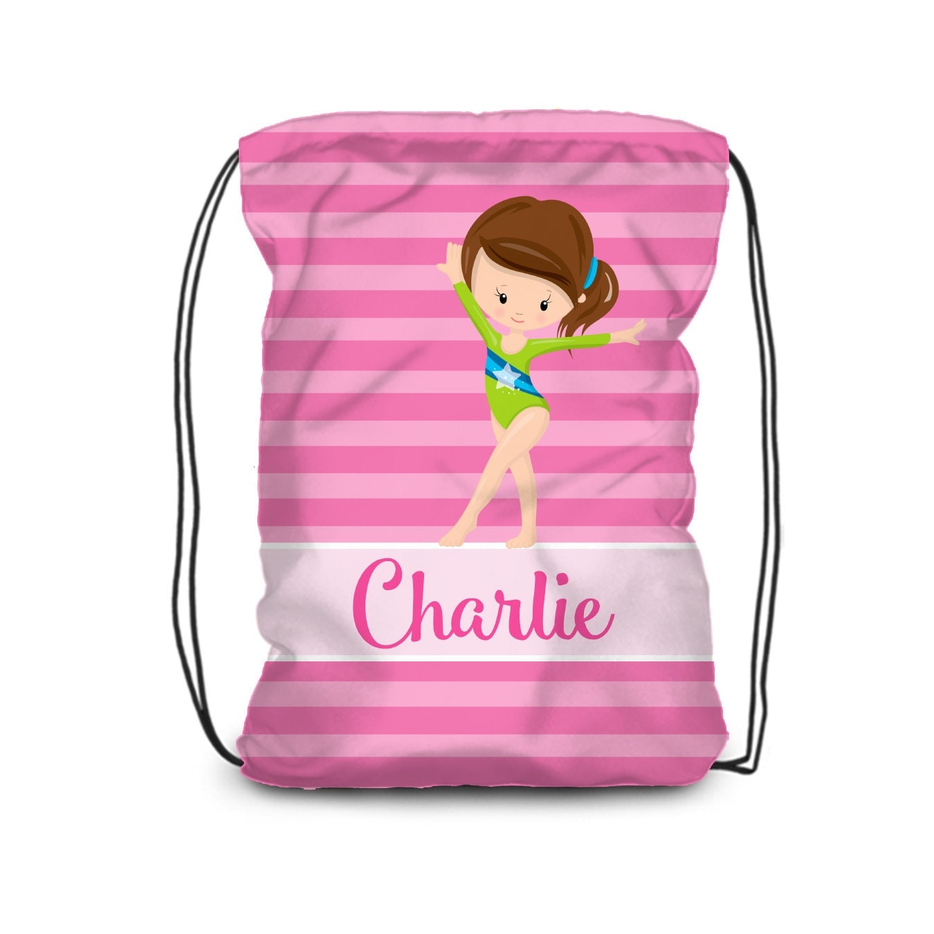 Kids Gymnastic Drawstring Backpack Girls Gymnast Bag Pink