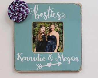 Best Friends Picture Frame, Besties Frame, Rustic Picture Frame, Turquoise Photo Frame