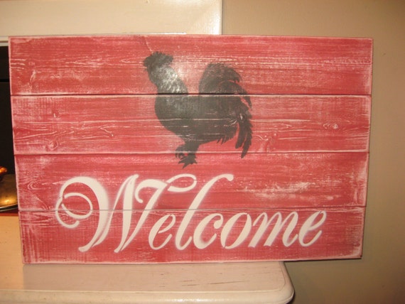 Rooster welcome welcome sign wood welcome sign