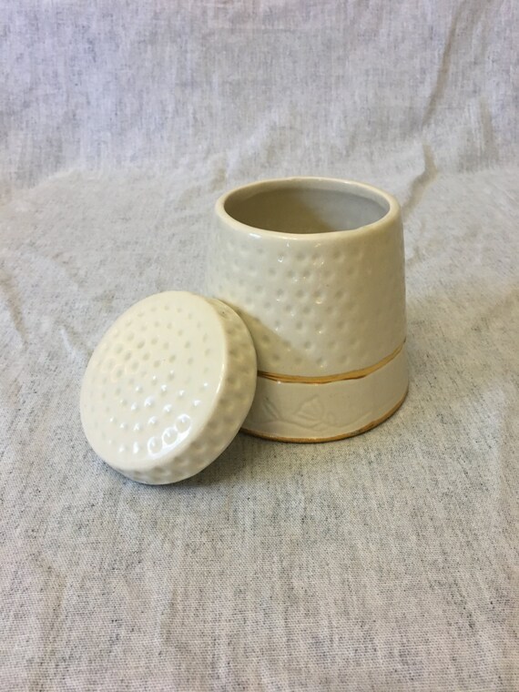 Vintage House of Webster Ceramic Thimble Canister Thimble