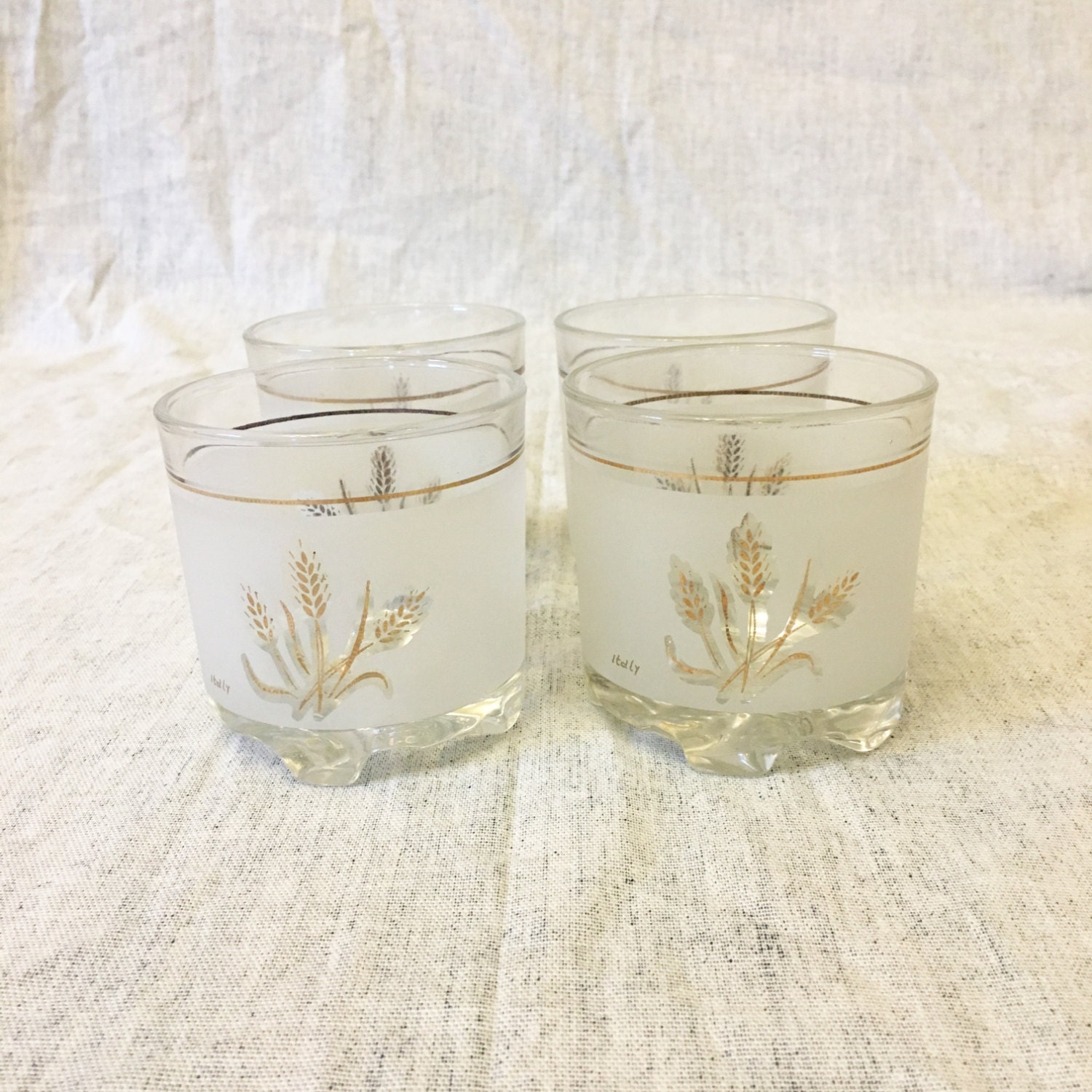Vintage Frosted Glass Old Fashioned Glasses by AmericasMainStreet