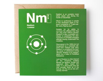 Geek christmas card, periodic table, NOELIUM, funny christmas card, chemistry, typography card, christmas humour, seasonal, holiday, element