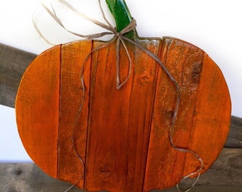 Wooden Pumpkin Decor - Wood Pumpkin Door Hanger - Rustic Halloween Decor - Thanksgiving Decor - Primitive Fall Decor - Front Door Decor