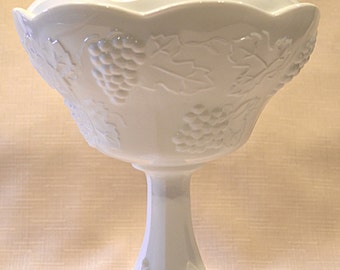 Vintage White Milk Glass Pedestal Compote