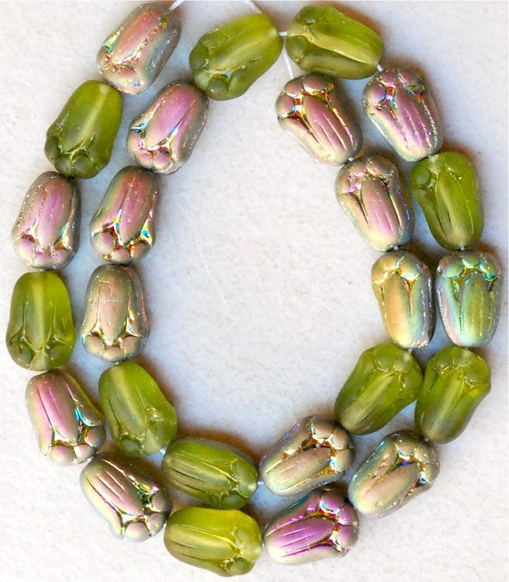 Tulip Flower Beads Czech Glass Beads Glass By Beadrhapsody