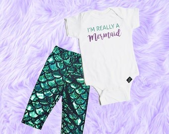 Baby Girl Mermaid Outfit, Mermaid Baby Outfit, Mermaid Baby Shirt, Baby Girl Outfit for Pictures, Baby Girl Mermaid Leggings
