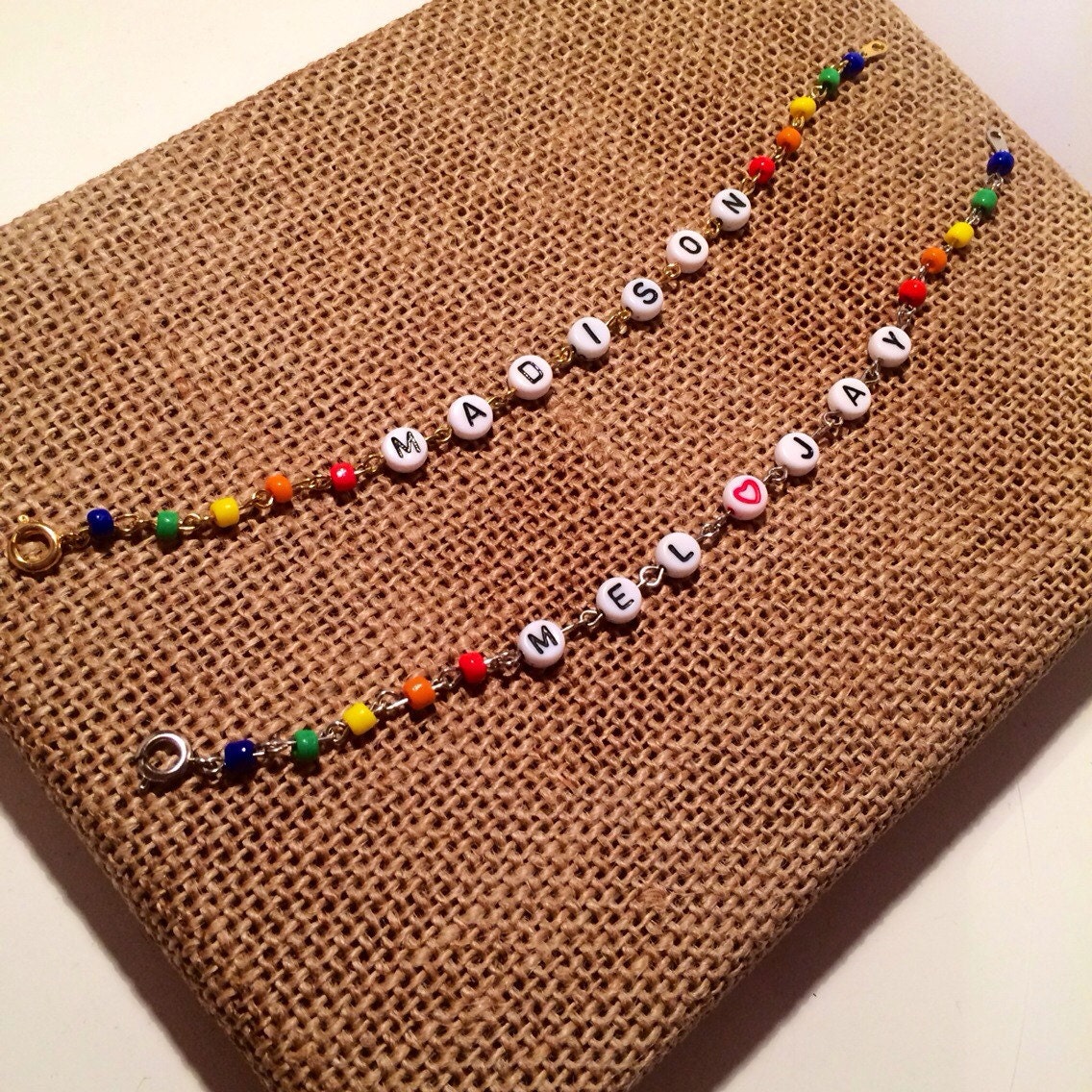 Rainbow Beaded Name Bracelet