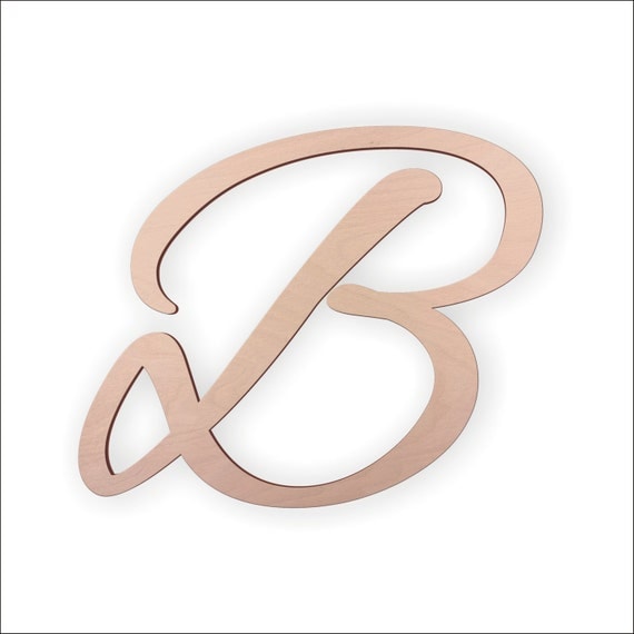 Cursive Wooden Letter B Unfinished Unpainted by TheMonogramCorner