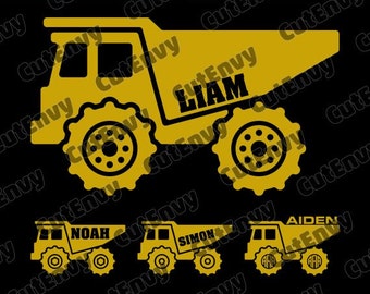 Dump Truck SVG Cut Files - EPS DXF Vector Clip Art for Cutting Machine, Silhouette Studio, Cricut Design Space, Monogram Frame, Boy Svg