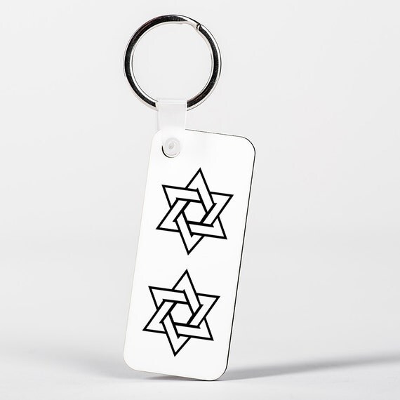 Wooden Keyring Keychain Star of David Jewish and Judaism