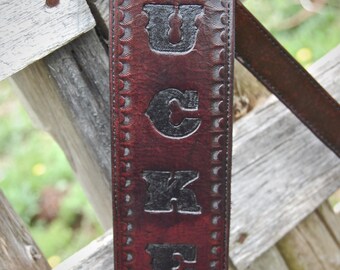 BadAss Personalized Custom Leather Guitar Strap Monogrammed Cool Groomsmen Gift
