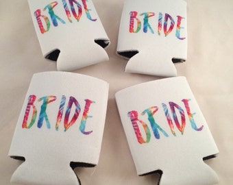 tie dye "bride" beverage holder // bride to be gift