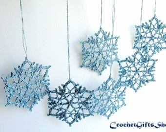 Crochet PATTERNS Christmas Snowflake Ornaments PDF Pattern Instant Download Lace snowflakes Christmas gift Christmas Decoration Home Decor