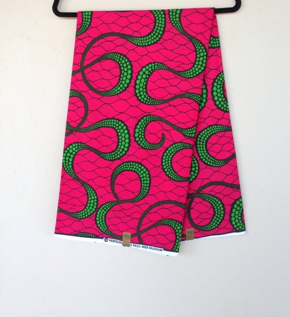 Pink and Green African Print / Ankara Fabric / Wax Print