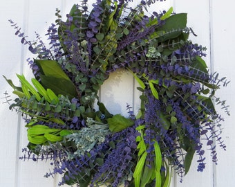 Eucalyptus Wreath, Spring Eucalyptus Wreath, Purple Eucalyptus Wreath, Green and Purple Eucalyptus Wreath, Dried Eucalyptus Wreath, Wreath