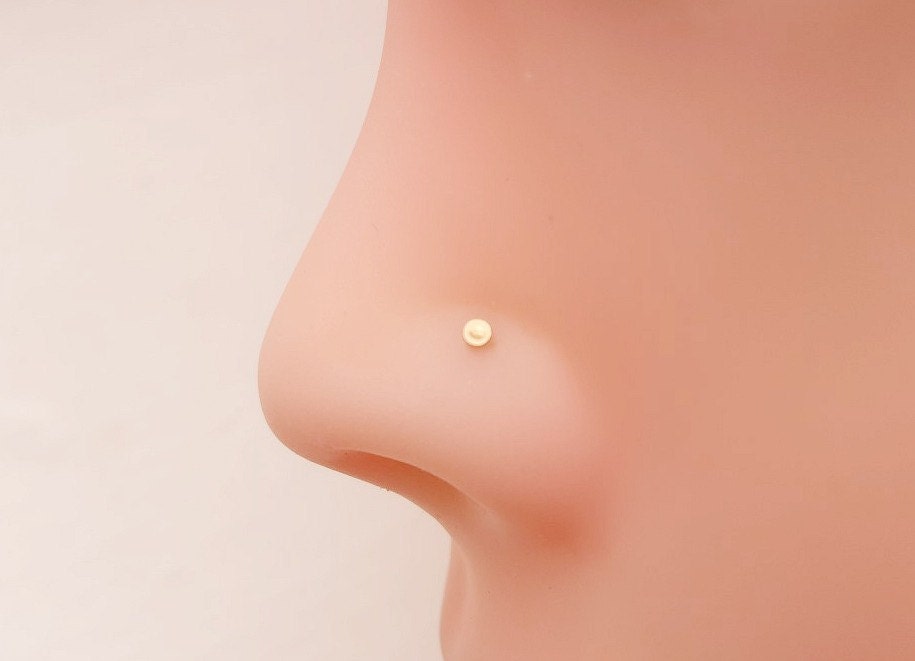 Tiny Nose Stud 22 gauge gold fill nose stud 2mm Flat Disc