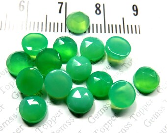 6mm Rose cut Chrysoprase Cabochon Round - Top AAA Quality Natural Chrysoprase Chrysoprase Rose cut Gems - Faceted Cabochon - FOR ONE