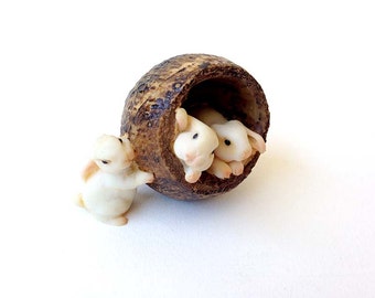 Fairy garden accessory, outdoor fairy garden, fairy door garden, resin-crafted, miniature bunny, miniature figurine, fairy animal