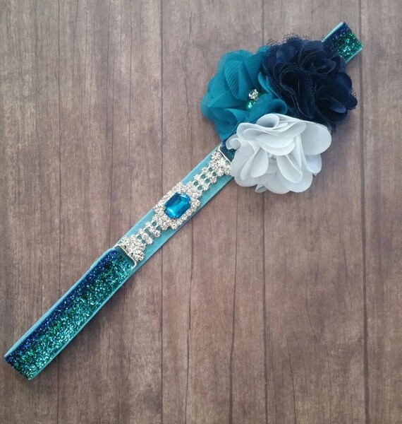 Teal Bling Headband Teal Head Band Blingy by KatsCreationsTX