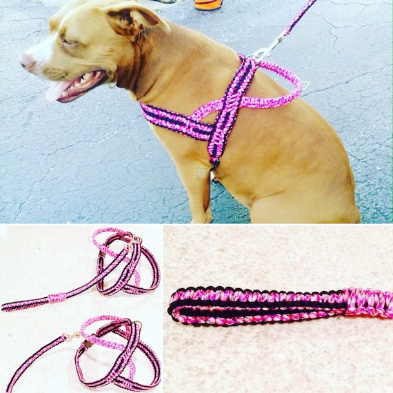 Paracord Dog Harness Handmade Dog Harness Pink Camo Dog
