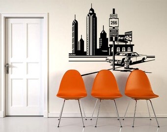 rvz987 Wall Vinyl Sticker Bedroom Decal Town City