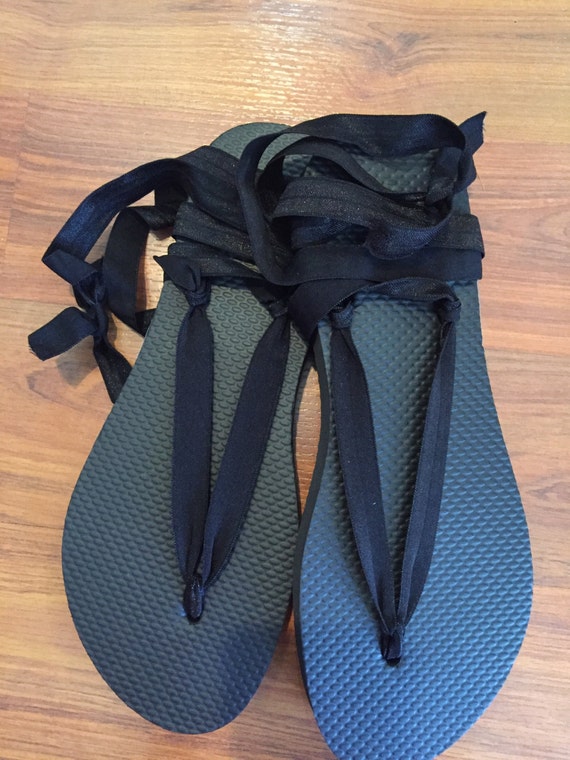 black flip flop gladiator lace up sandal