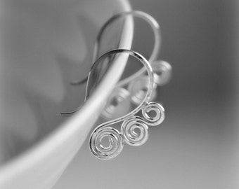 Sterling Silver Hoop Earrings, Swirl Hoop Earrings, Gift for Her, Silver Hoop Earrings, Sterling Silver Earrings - Handmade by Blissaria