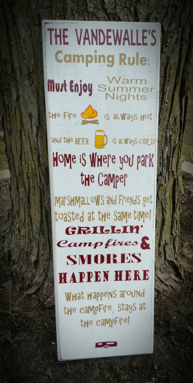 Camping Rules sign / board customizable to any