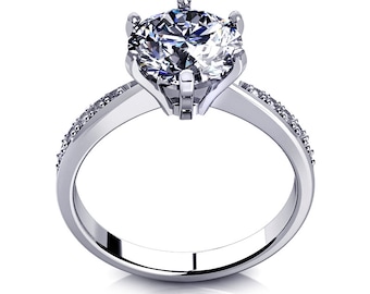 D/VVS1 Diamond Engagement Ring 2 Carat Round Cut 14k Yellow/White Gold Bridal Jewelry