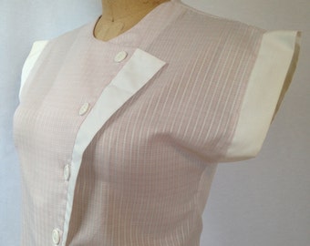 1980s pink plaid 60's style blouse by PAT FASHIONS