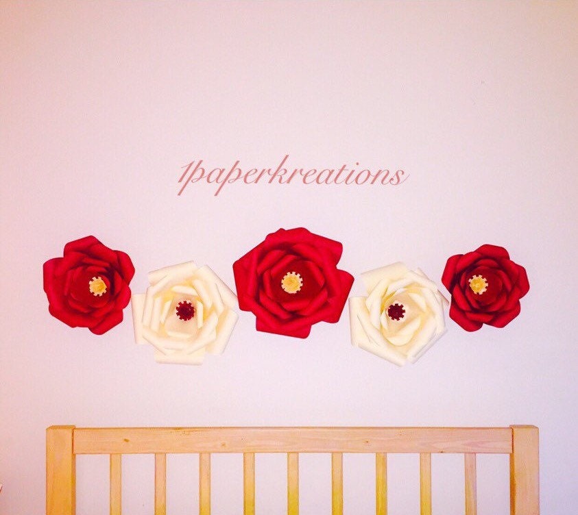 5 Large Paper Flowers / wallflowers paper flower wall paper