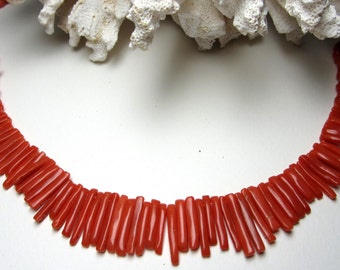 Antique Japanesse Orange Coral Beads & Branch Necklace