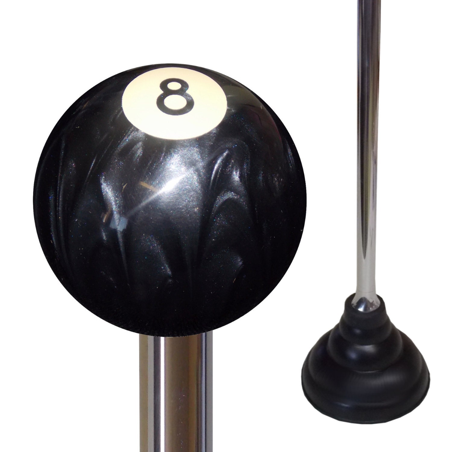 Chrome Handle Plunger w/ Pearl Black 8 Ball by ShifThousePlungers