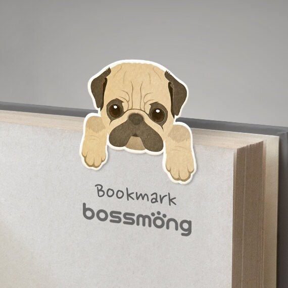 Pug Dog magnet bookmark by bossmong on Etsy