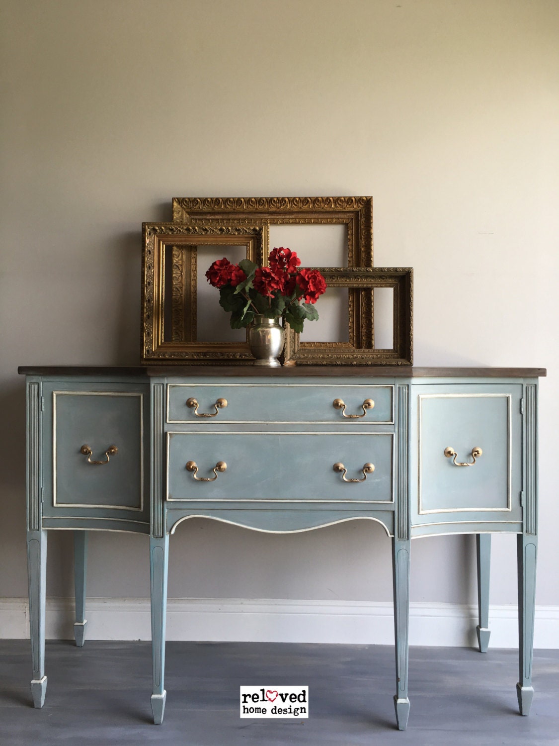 Reloved Refurbished Vintage Blue Buffet Sideboard Located in