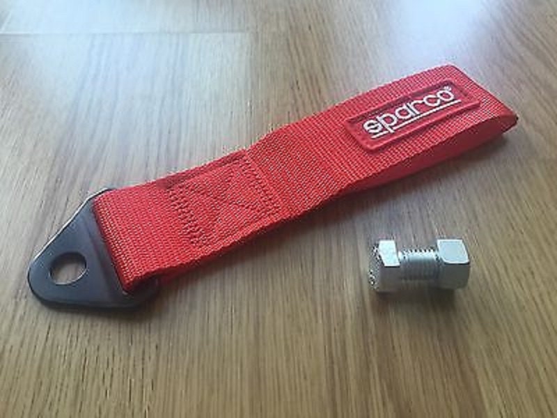 Sparco Racing Universal Tow Strap / Tow Hook Ribbon Red