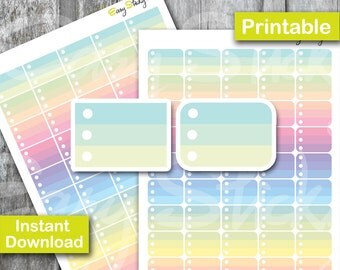 SALES! Ombre Half box Checklist, Pastel Rainbow Sticker, Printable Planner, Printable Sticker, Erin Condren Planner Sticker, pastel color