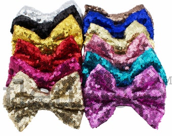 Sequin Bow, Large Glitter Bow, Shiny Bows, Fabric Bows, diy Bows, DIY Hair Bows, Soft Bows, Wholesale Bows, Diy Headband, 5" Choose colors