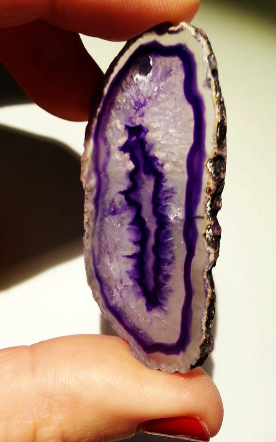 Purple Druzy Agate Pendant Slice Polished Geode Royal Large 