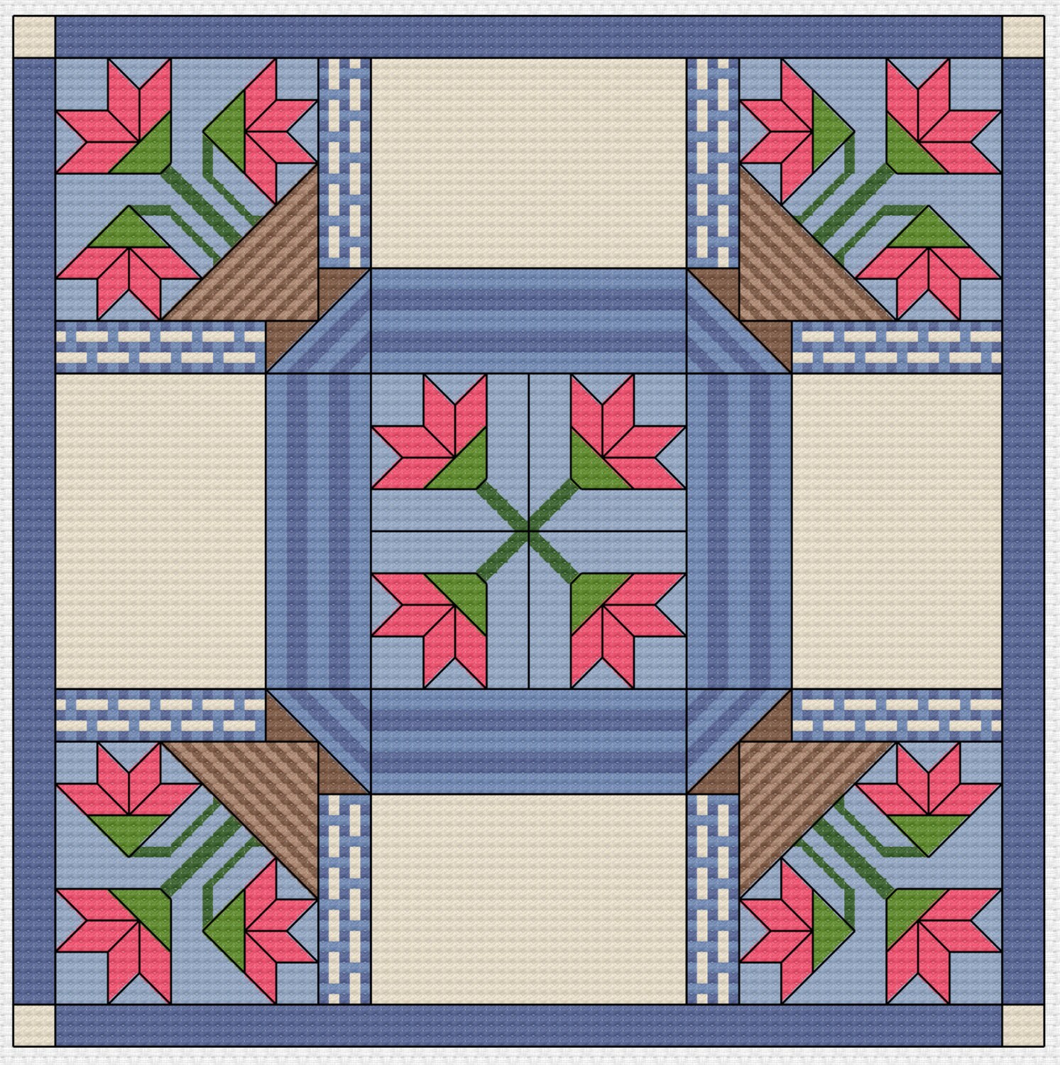 Cross Stitch Quilt Block Patterns Free Cross Stitch Pattern Modern Quilt Block Etsy Free