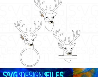 Deer Head svg Monogram Frame file SVG Print & Cut, stag monogram SVG file for Silhouette Cameo Cut Files, Svg Cutting Files. SVG Files