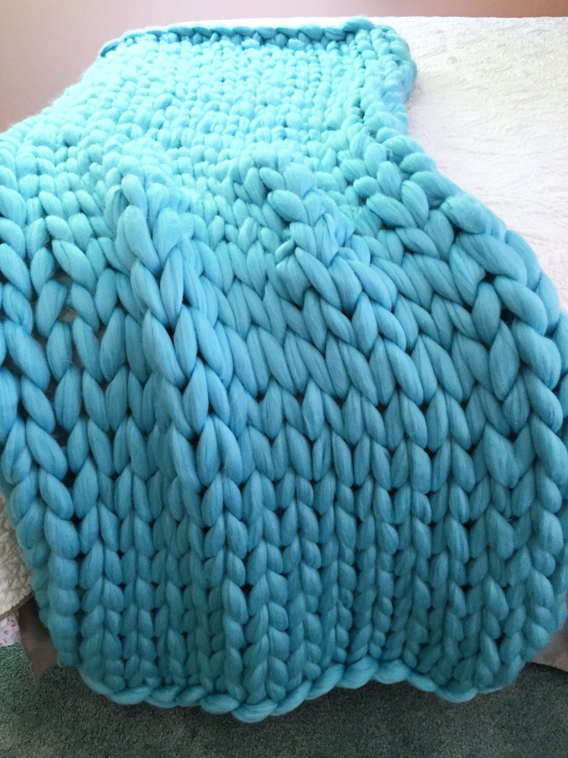 DIY KNIT Kit30x50 Giant Knitting Needles & Merino Wool yarn