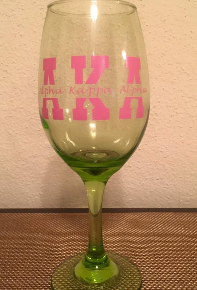 AKA Pink and Green Wine Glass