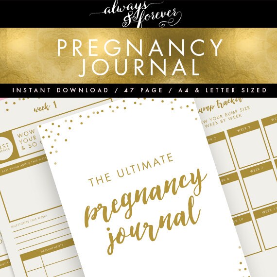 printable-pregnancy-journal-instant-download-pink-gold